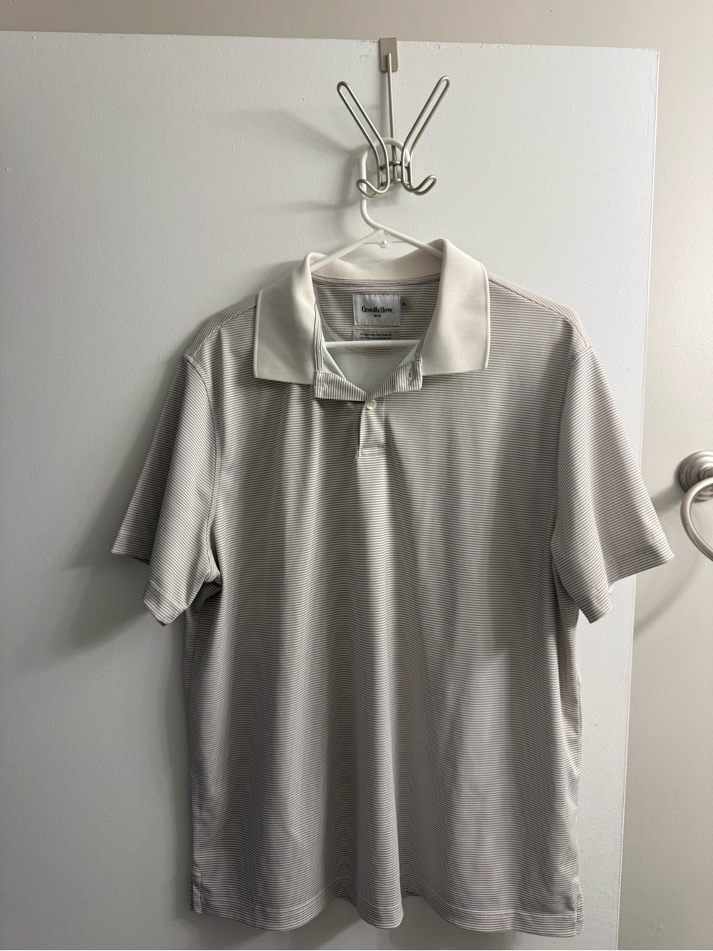 Goodfellow & Co Light Gray Striped Short Sleeve Polo